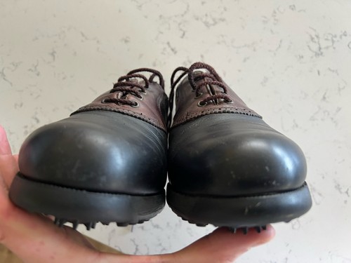 Footjoys Golf Shoes Black/Brown Leather Studs UK Mens 8 - Picture 6 of 8