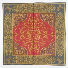 Polo Ralph Lauren Handkerchief Red Gold Ornate Paisley Vintage Cotton 18"x18.5"