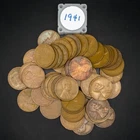 1941 Lincoln Wheat Penny Roll 50 Coins Full Roll F/XF Better Grade US Cent Lot