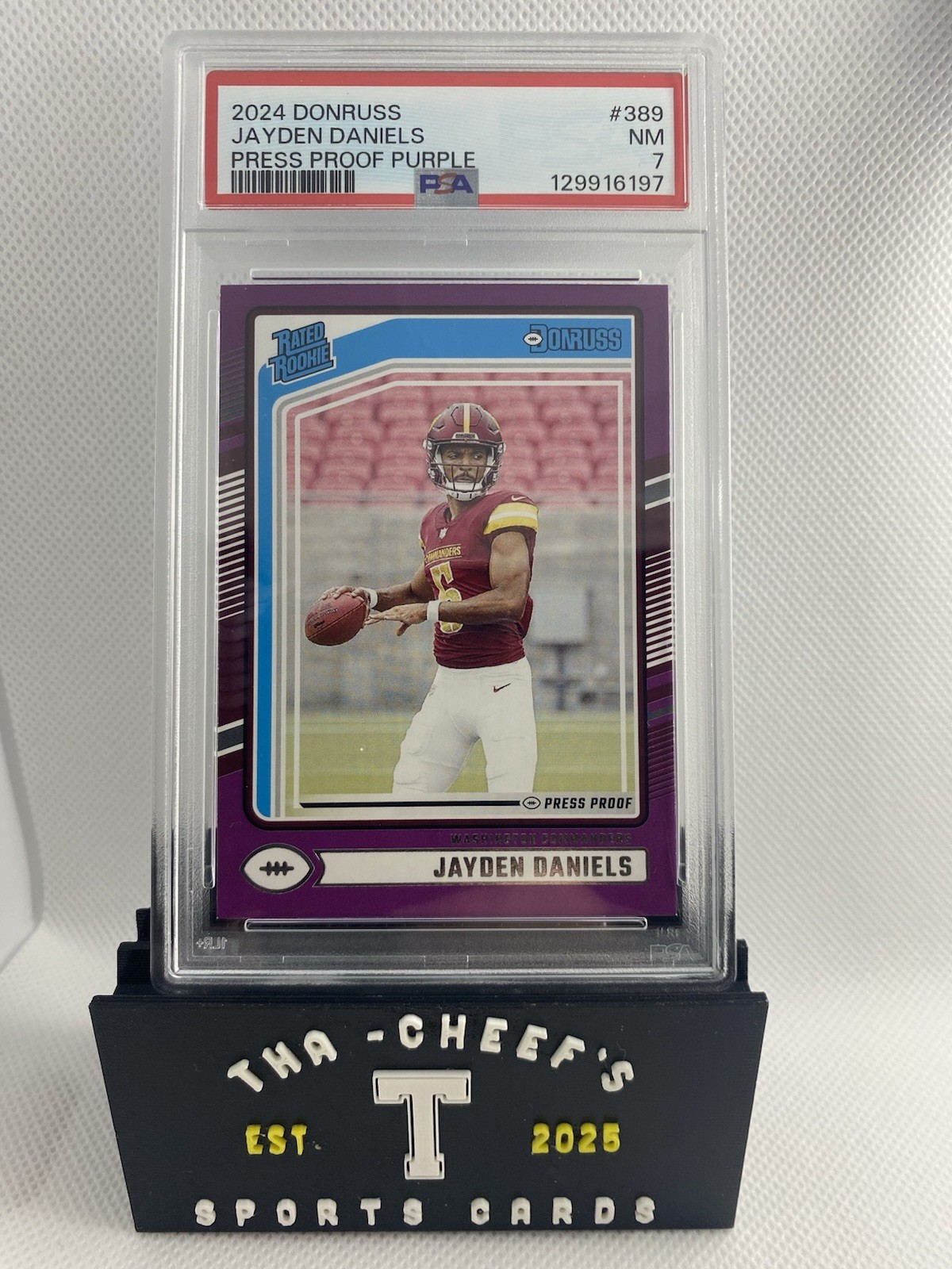 2024 Donruss Jayden Daniels Press Proof Purple PSA 7