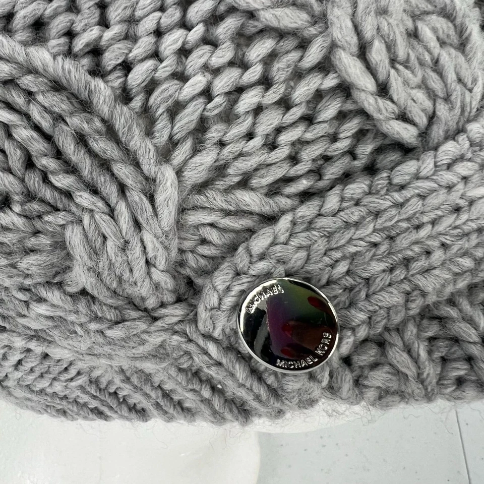 MICHAEL Michael Kors Nuevo con Etiquetas Gris Tejido con Cable Visera Gorro Talla Única Foto 4 de 4