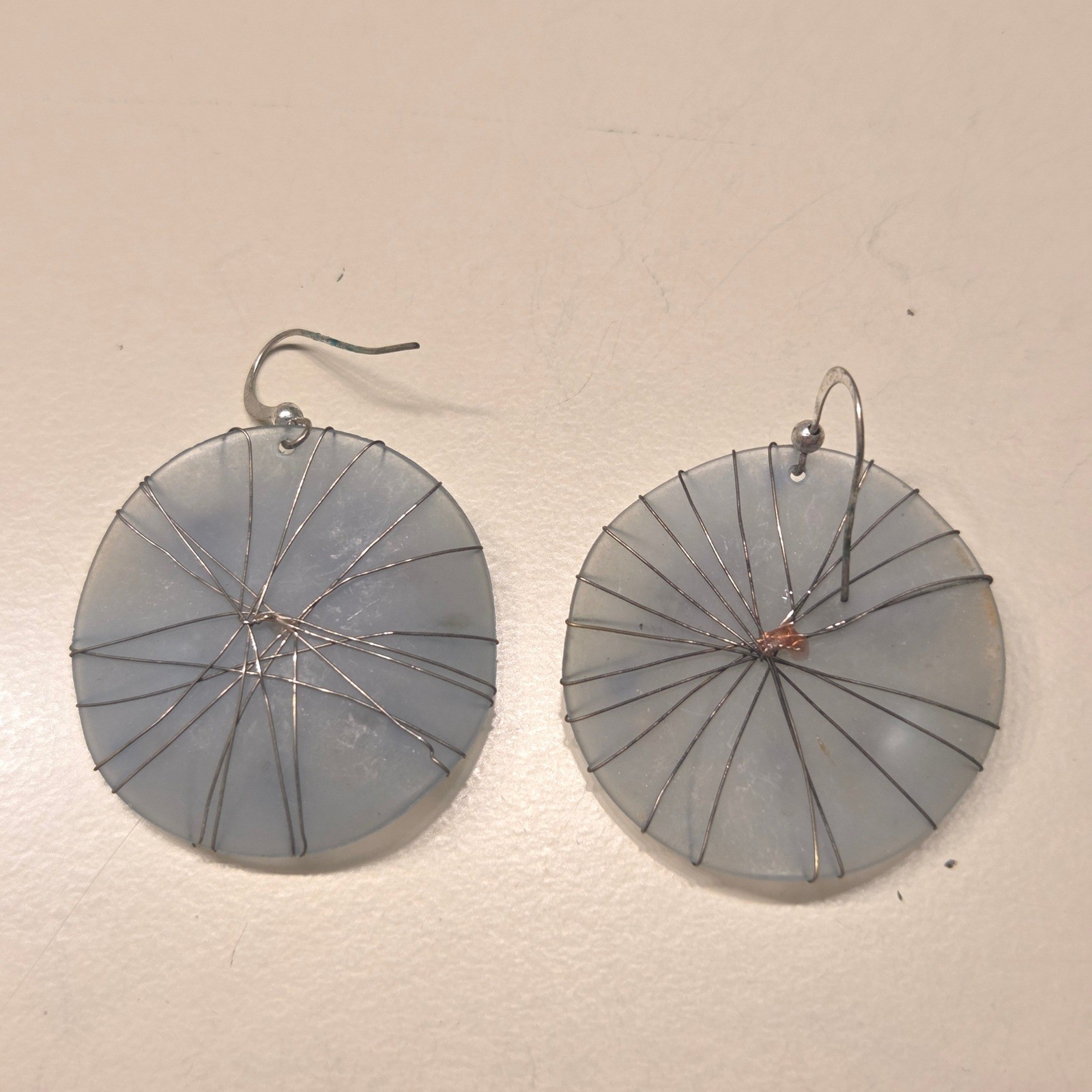 Handmade Abstract Wire Wrapped Circle Dangle Drop… - image 3