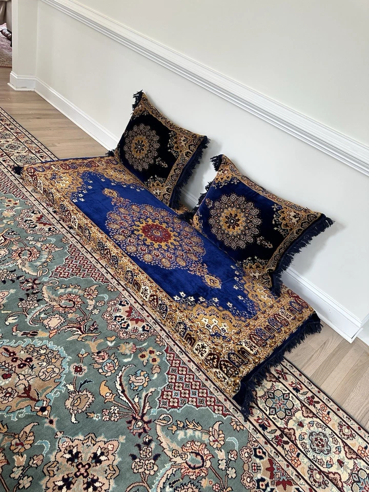 Fundas Toshak afganas, sofá de piso árabe, cojín de piso turco, cala Toshak azul Foto 4 de 4