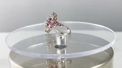 Ruby Diamond Platinum Ring Art Deco Antique Estate Finish Certified Natural - Video 1 of 1