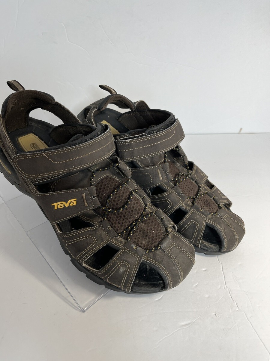 Teva Brown Leather Fisherman Hiking Sandals Mens Size 10 s-l400.jpg main image 3
