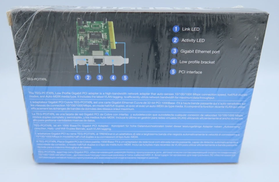 TRENDNET Low Profile GIGABIT PCI Adapter TEG-PCITXRL Auto sense 10/100/1000 Mpbs - Image 3 of 4