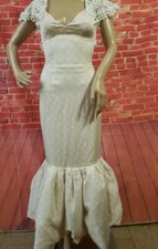 Rebecca De Ravenel Womens Dress Floral Pale Pink Bubbled hem Crochet details XS?