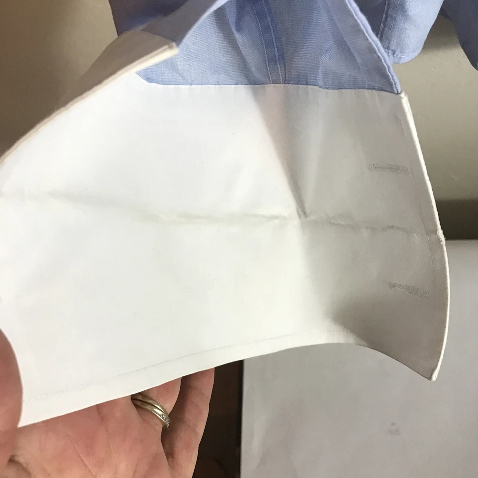 Camisa de vestir American Living azul liso sin arrugas talla grande 34-35 cuello 18 Foto 3 de 4