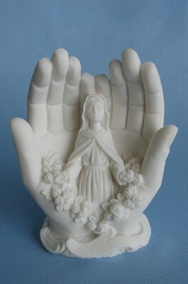 Maska 4-613W Maria in Hand 14 cm Alabaster Weiss Serie Religiös