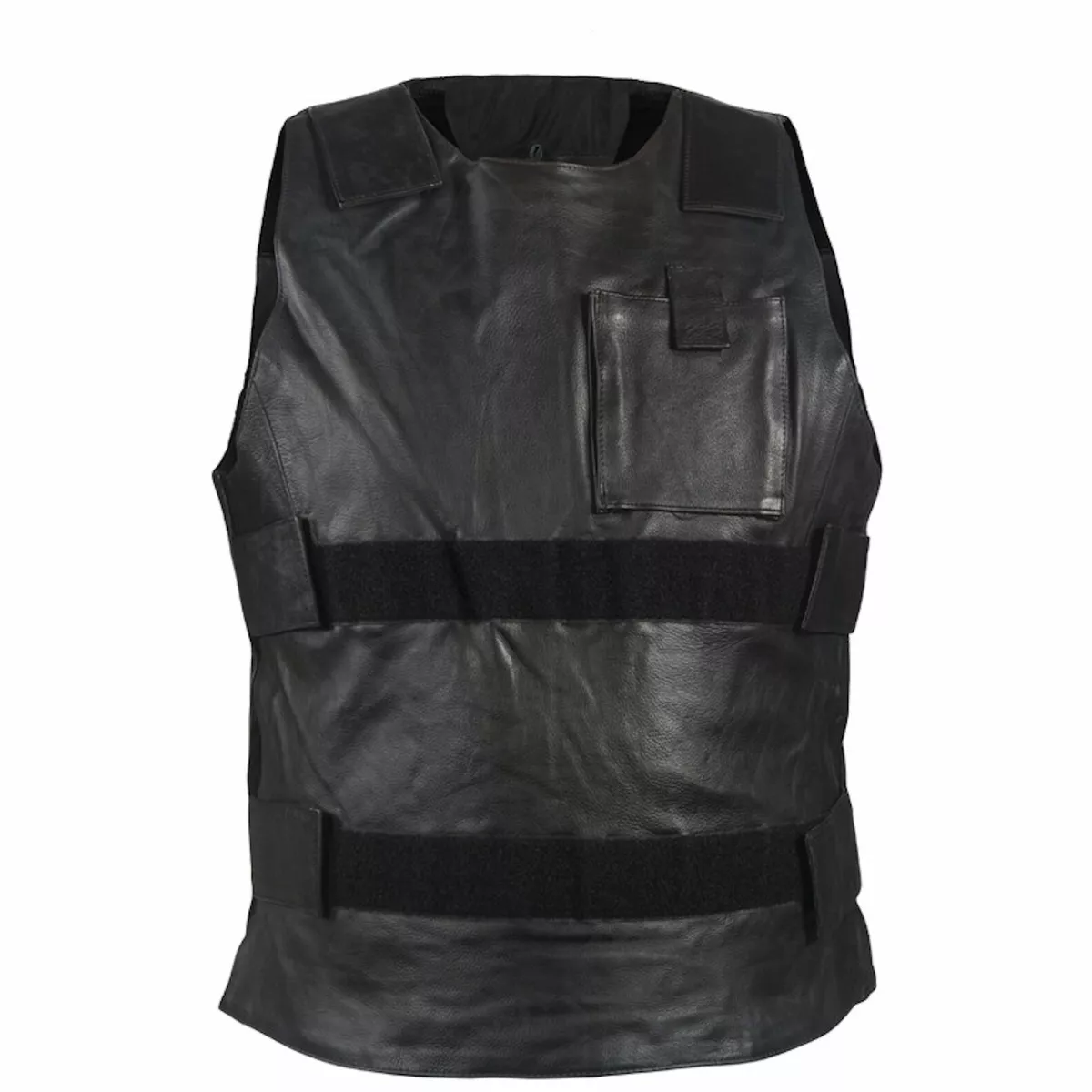 Homme Cuir Balle Preuve Style Moto Gilet Solide Arrière Pour Rustines