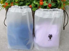 10× PC Cat Print Transparent Drawstring Frosted Plastic Gift Storage Travel Bag