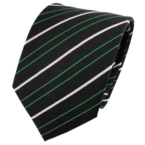 Tigertie Seidenkrawatte GrüN Schwarz Silber Gestreift - Krawatte Seide Tie-image