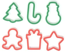 New 3 1/2 inch Christmas Plastic Cookie Cutters - Pack of 6 Cookie Cutters 