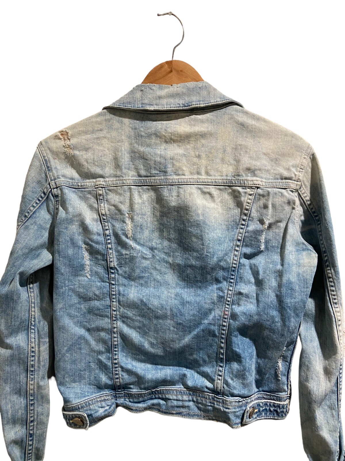 Zara Basic Denim Jean Jacket Blue Distressed Wome… - image 9
