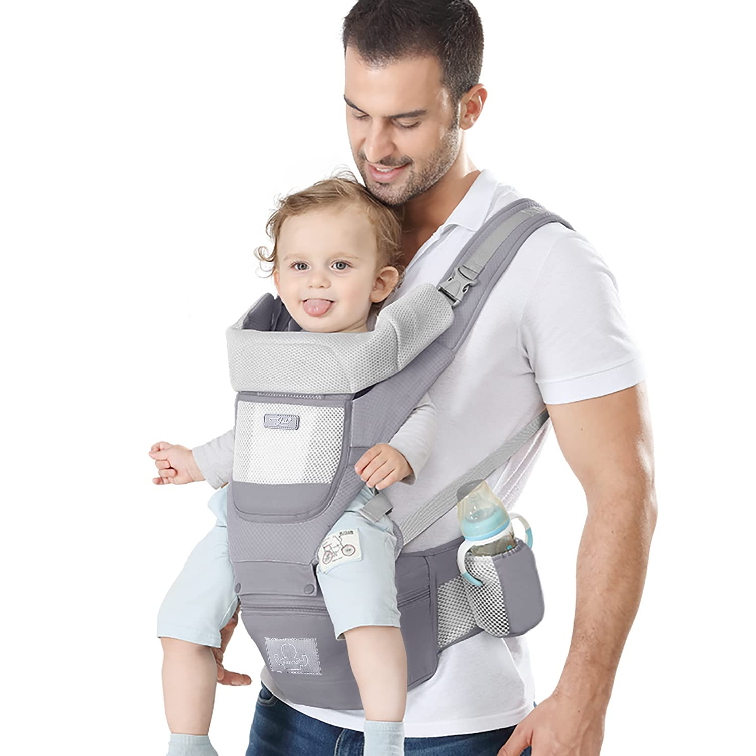 Baby Carrier with Hip Seat Ergonomic Infant Toddler Carrier Front Back Holder-image