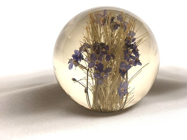 1996 Hafod Grange Paperweight Blue Forget Me Not Flower