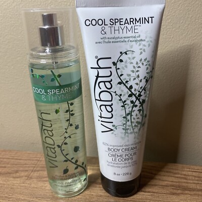 Vitabath COOL SPEARMINT & THYME Body Cream 8 Oz & Fragrance Mist 8 Oz 2-pk