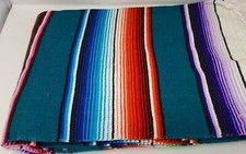 CHEAP blue red mexican blanket saltillo sarape falsa blanket