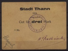 [18499] - NOTGELD THANN (dziś: Thann), miasto, 3 marki, 00.00.1914, Dießner 395.5