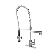 Commercial Kitchen Faucet with Pre-Rinse Sprayer, WOWOW Solid Brass Commercia...