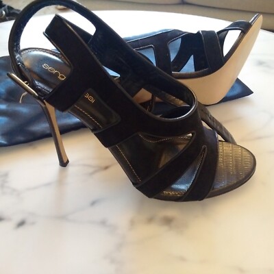 Sergio Rossi Damenschuhe, Sandalen mit Riemchen, Pumps, 40, Leder, schwarz