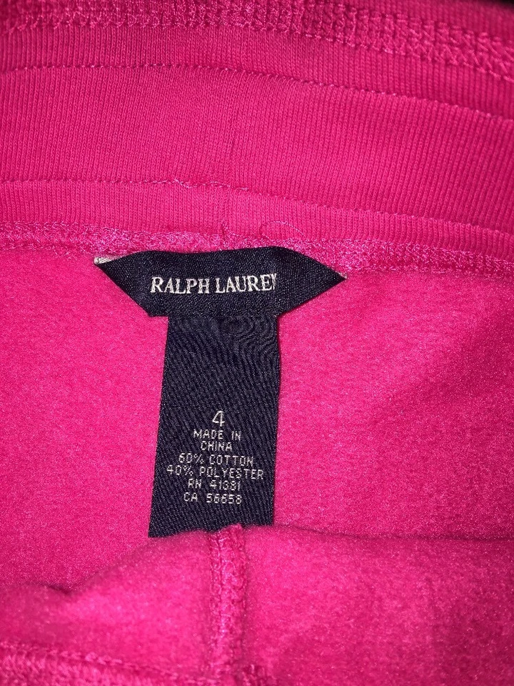 NUEVO CON ETIQUETAS RALPH LAUREN Niña 4 Rosa Polar Pantalones Campana Pantalones Azul Marino Logo Foto 2 de 2