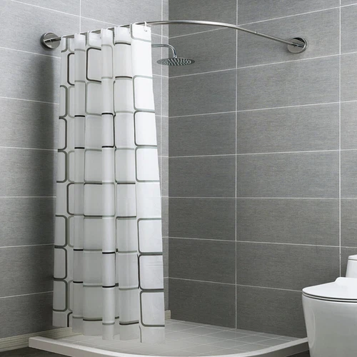 Curved Shower Curtain Rod Stainless Steel Curtain Bar Extendable Corner Shower - Picture 7 of 18
