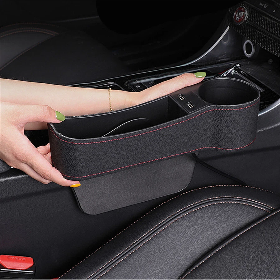 Car Seat Gap Catcher Crevice Pocket Storage Box Organizer USB Side Cup Holder — 第 4/4 张图片