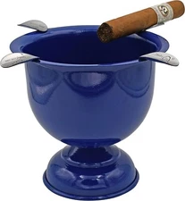 Stinky Cigar Ashtray, Tall Deep Bowl Design, 4 Stirrups, Royal Blue