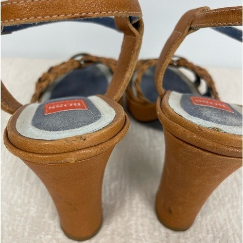 Boss Hugo Boss Brown Braided Leather Heeled Sandals Size 6 - Picture 7 of 13