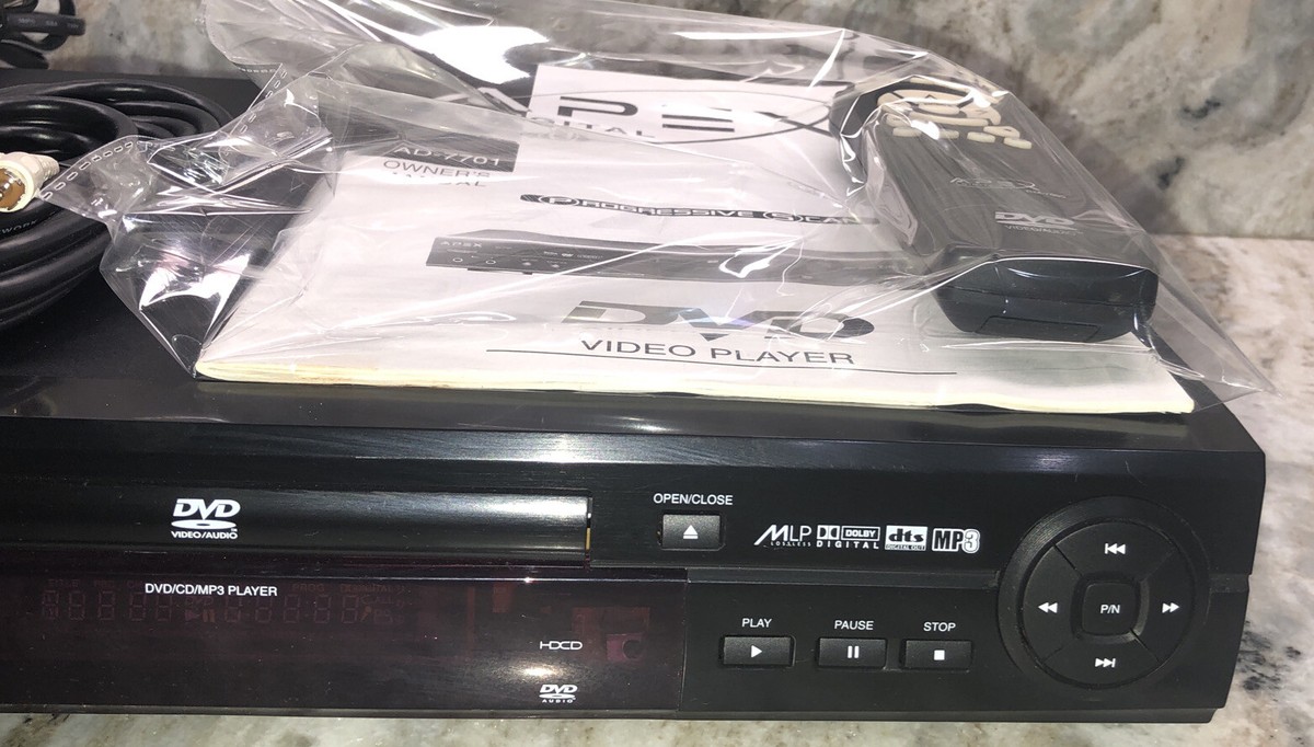 Apex AD-7701 DVD Video Player W Progressive Scan W Remote & Cords