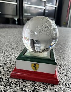 Ferrari Collectible Glass Globe on Wooden Base One of a Kind 5” L x 5.5”W