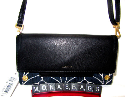 Hammitt  AJ Texas Tapestry Navy Leather Crossbody Shoulder Clutch Bag NWT $395