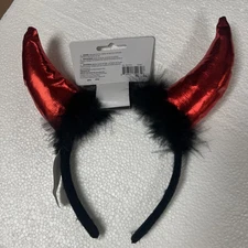 Red Devil Horns Headband Sexy Plush Cosplay Headwear Halloween Costume Accessory