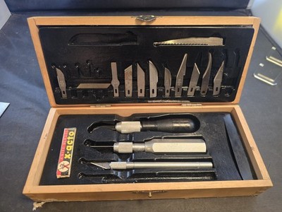 Vintage X-Acto Knife Set with Blades in Original Wood Box