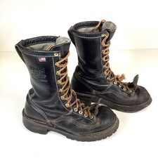 Vintage Danner Gore Tex Black Logger Boots Made In USA Mens Sz 7 1/2 D * READ