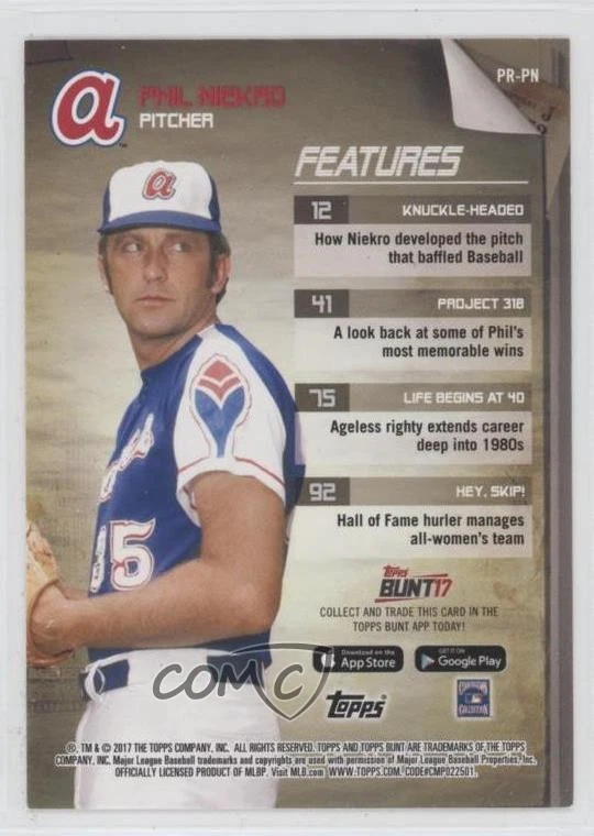 2017 Topps Bunt Programs Orange /50 Phil Niekro #PR-PN HOF - Image 2 of 2