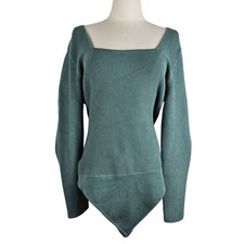 NEW Abercrombie  Fitch Bodysuit Large Long-Sleeve Ottoman Squareneck Ribbed Mi