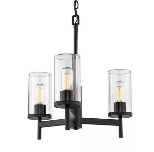 🔥Golden Lighting Winslett 3 Light Mini Chandelier, Black/Ribbed - 7011-3BLK-CLR - Picture 3 of 6