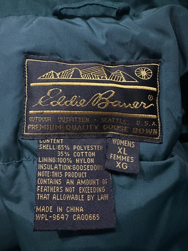 Eddie Bauer Vintage Women’s Green Goose Down Puffer Vest XL Gorpcore Outdoor - Image 3 of 3