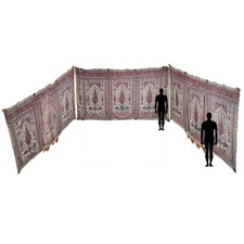 A Rare Important Qajar 19th Century Ghalamkar Block Printed Tent Tigers Peacocks