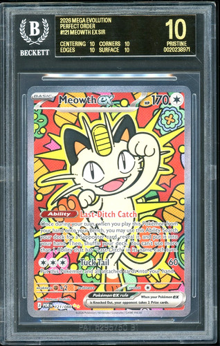 Pokemon Meowth ex 2026 Mega Evolution Perfect Order SIR BGS 10 Black Label