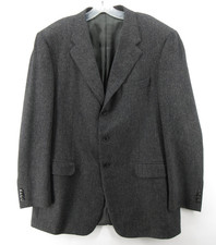 Corneliani Sport Coat Men 44 Gray Blazer Virgin Wool Tweed Herringbone Italy