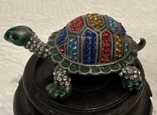 Jeweled Tortoise Trinket Box By Ciel. Handmade with Swarovski Crystals