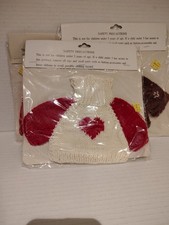 Teddy Bear Dolls Sweaters Red With Green Hand Knit Toys Crafts Set Of 3 NWT