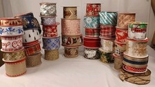 Lot of over 30 Partial Rolls - Spools of Christmas Craft Sewing Ribbon