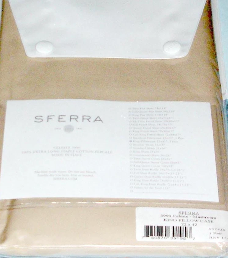 Par de fundas de almohada Sferra Celeste King setas algodón percal dobladillo Italia nuevas Foto 4 de 4