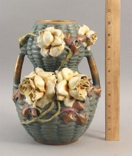 Antique Art Nouveau PAUL DACHSEL Handmade Amphora Art Pottery Rose Vase, NR