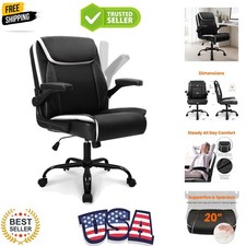 Office Desk Computer Chair Ergonomic Executive Mid-Back Leather Gaming Chair ...
