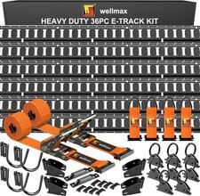 Wellmax 36PC E Track Rail Kit, 5FT Heavy Duty Cargo Tie Down for Trailers